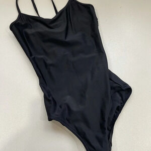 Capezio Black Leotard with Neat Detailing Black XS